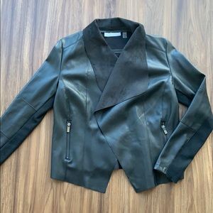 Bagatelle Drapped Faux Leather Jacket